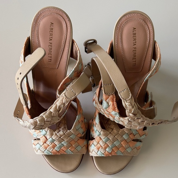 Alberta Ferretti Braided Multicolor Sandals - Picture 1 of 7
